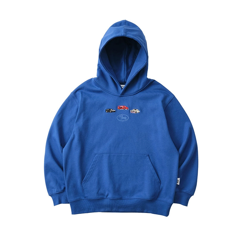 Battles Vintage Car Embroidered Hooded Sweater