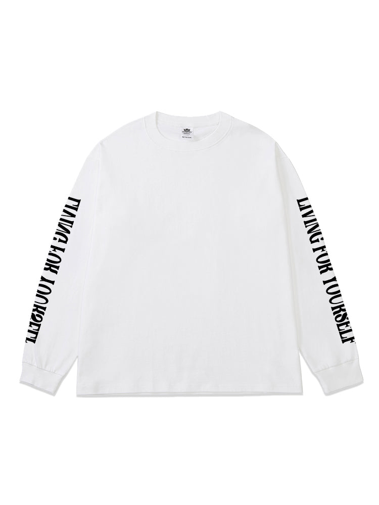 Jungle tiger letter cotton long sleeve Tee