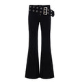 FUNOFF Belt Zipper Low-rise Jeans