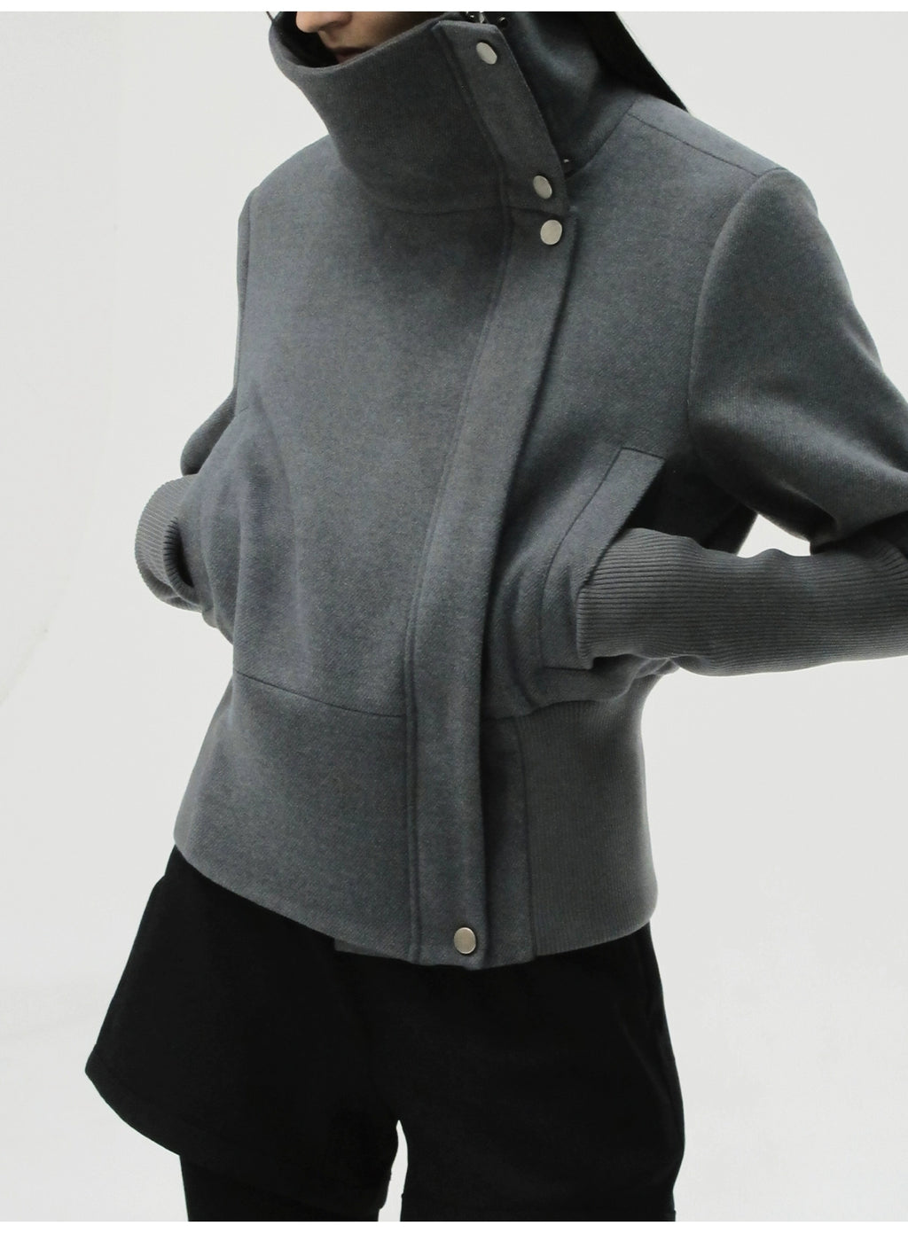 JCAESAR WOMEN Threaded-sleeved Woolen Jacket