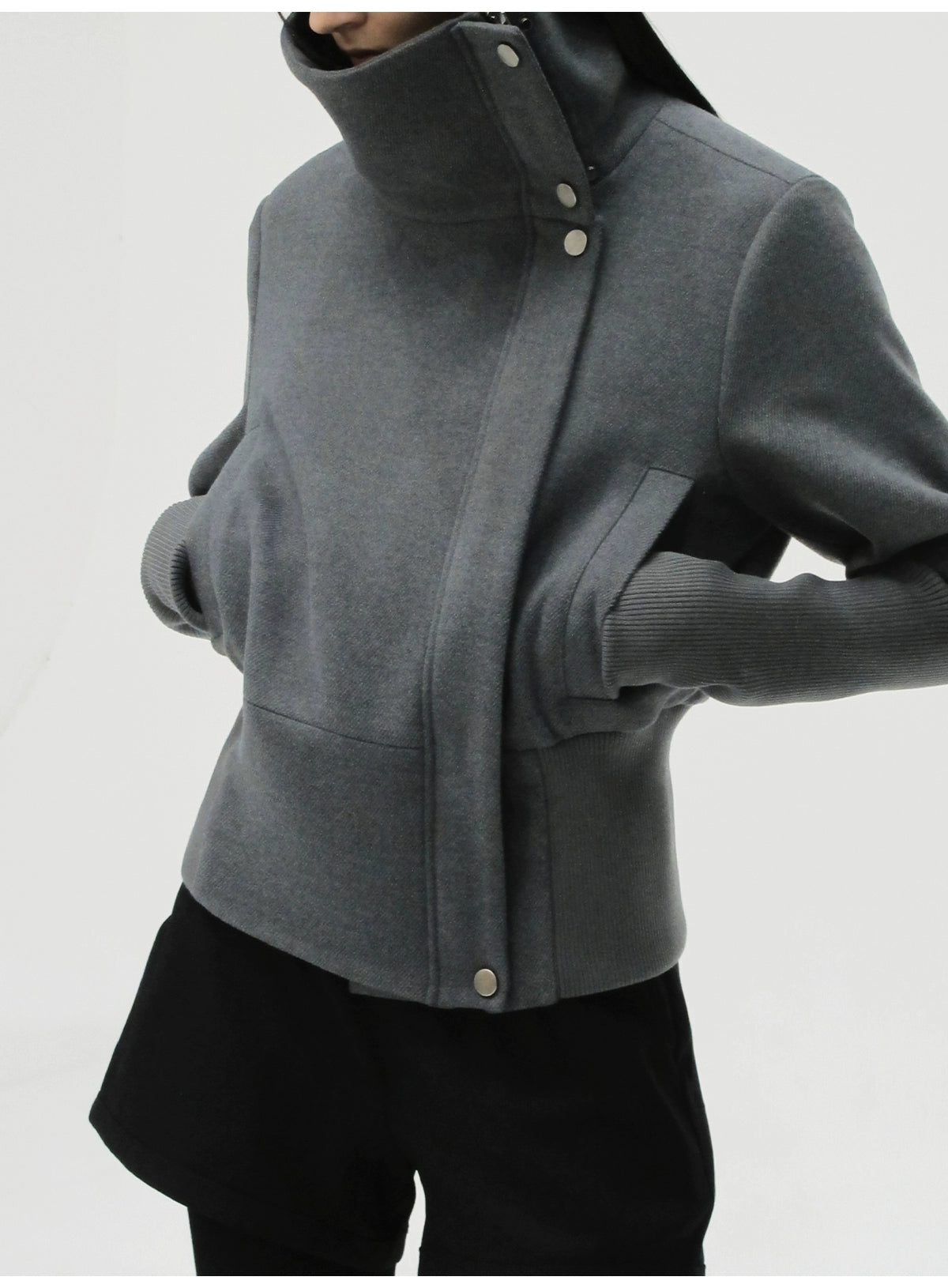 JCAESAR WOMEN Threaded-sleeved Woolen Jacket