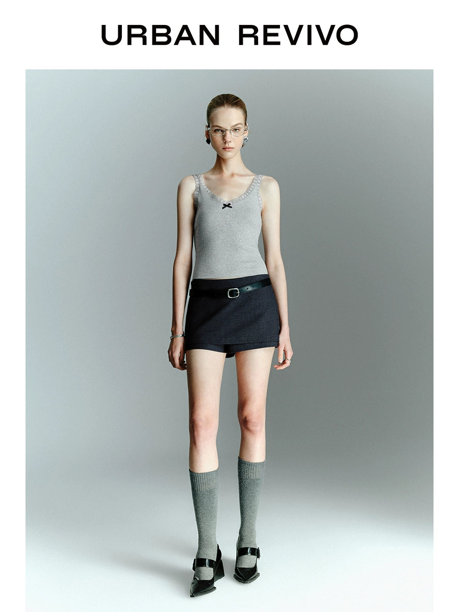 URBAN REVIVO Ballet Splicing Lace Bow Suspender