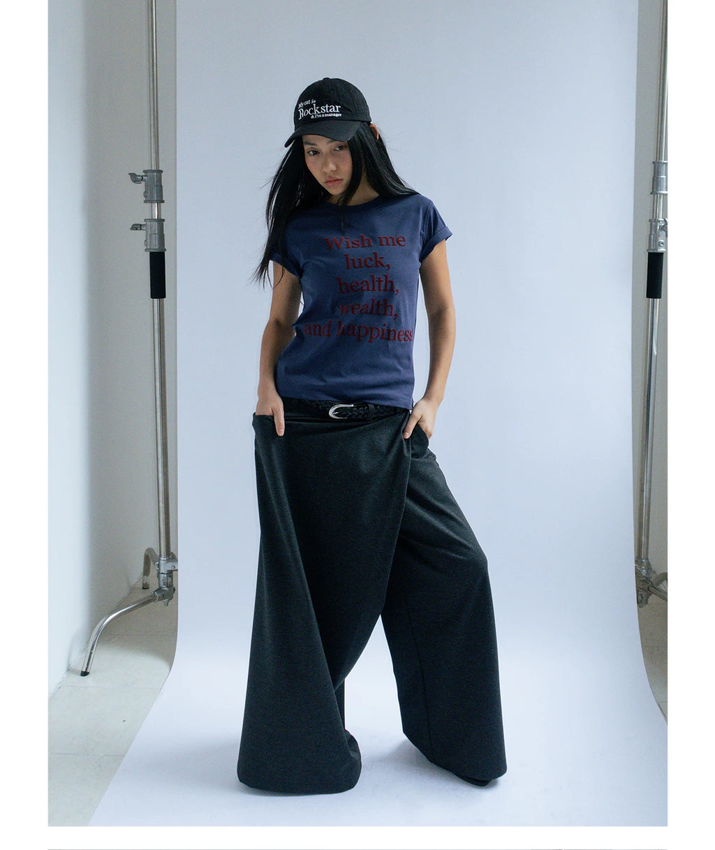 FUNKYFUN Make A Wish Slogan Printed Versatile Tee