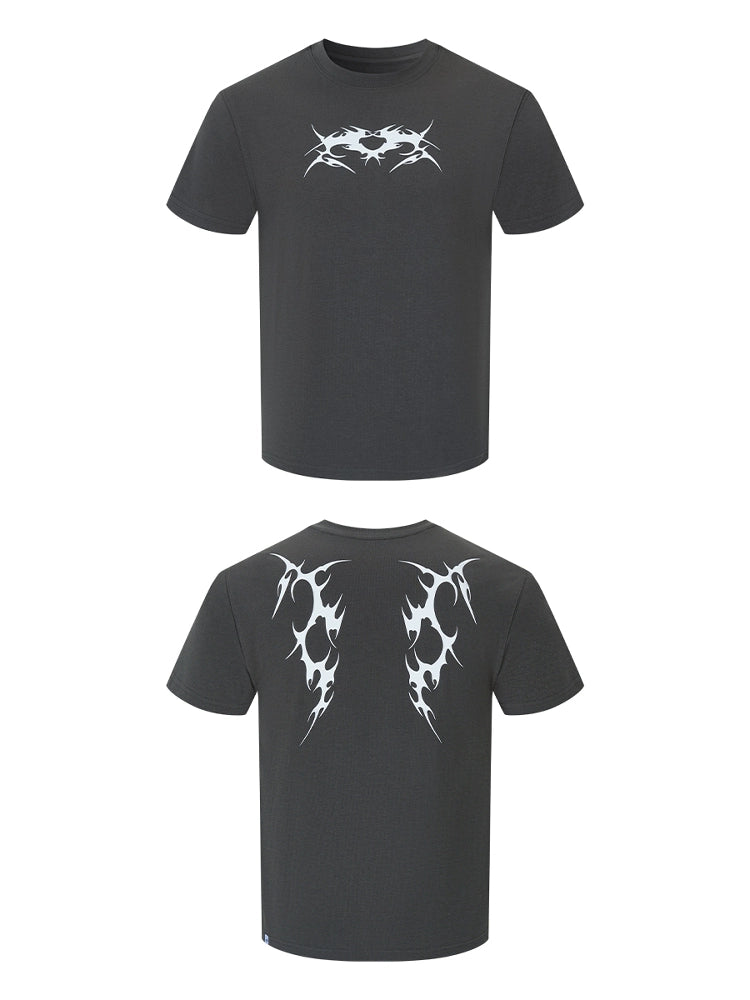 SGW "Wings of Thorns" American Street Subculture Print Slim Sleeve Short Sleeve Tee