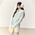 Umoumo Gradual Change Fur Collar Plush Hooded Cardigan