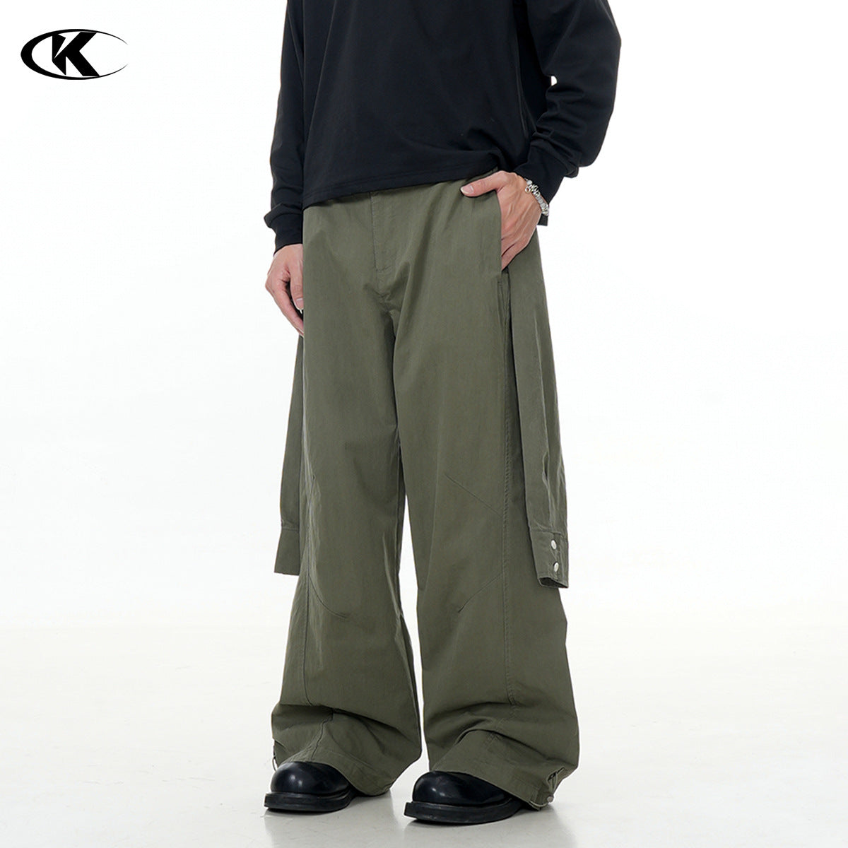 11KN pleated casual Maillard Fake Sleeve pants