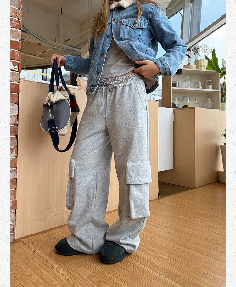 CCYE Terry Straight Loose Casual Wide-leg Pants