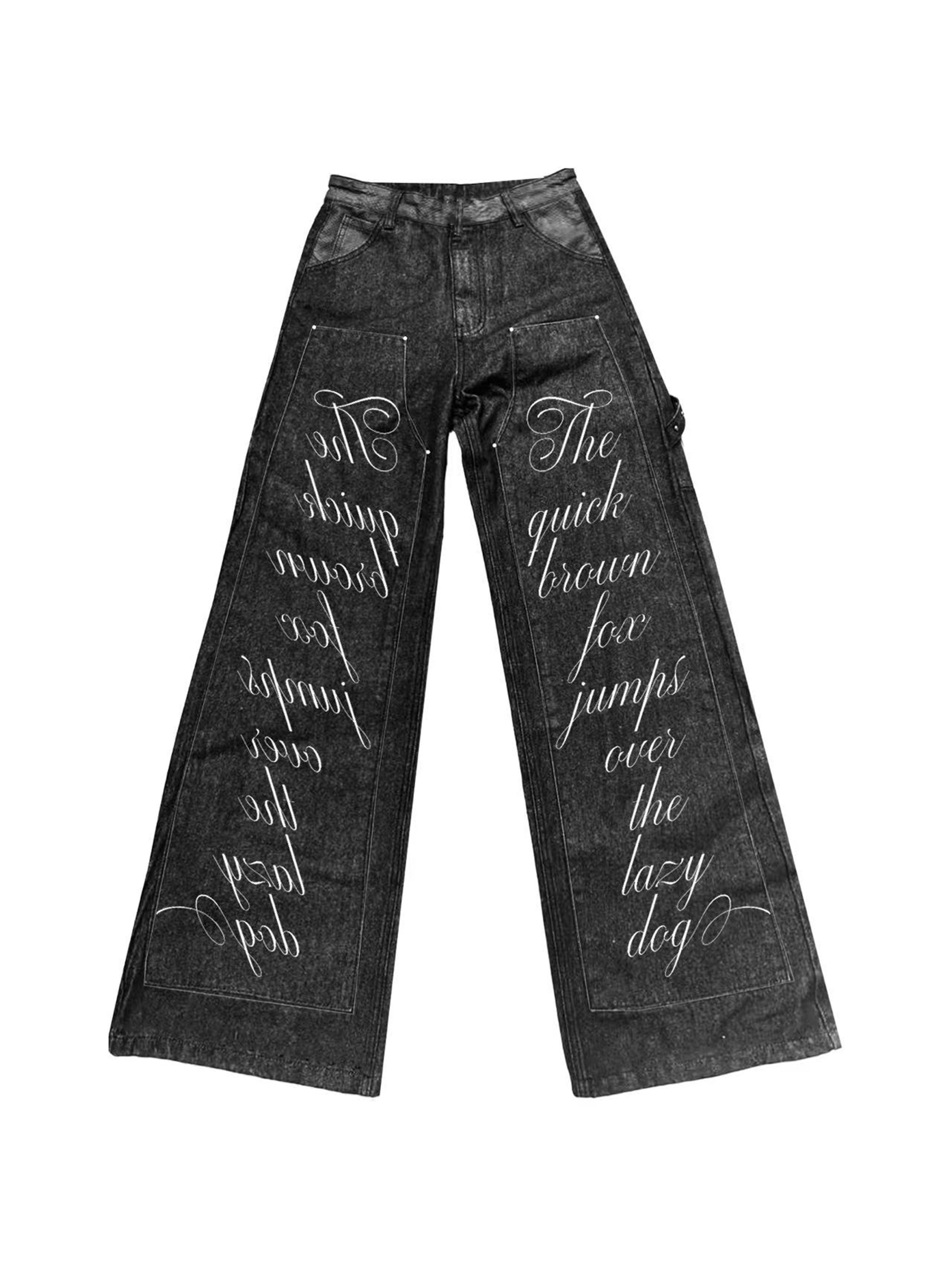 DETW Snake Pattern Original Cow Splicing Printed Denim Trousers