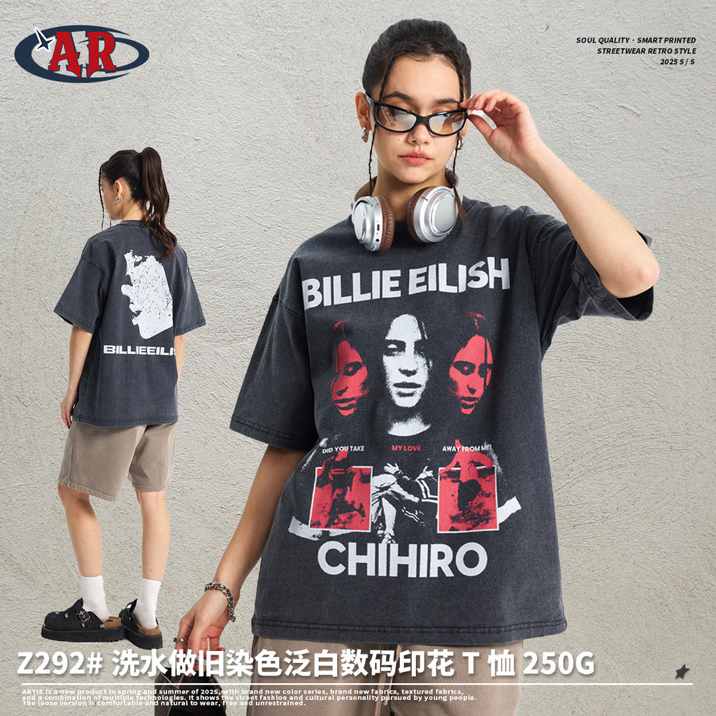 ARTIE Loose Cotton Printing Tide Tee