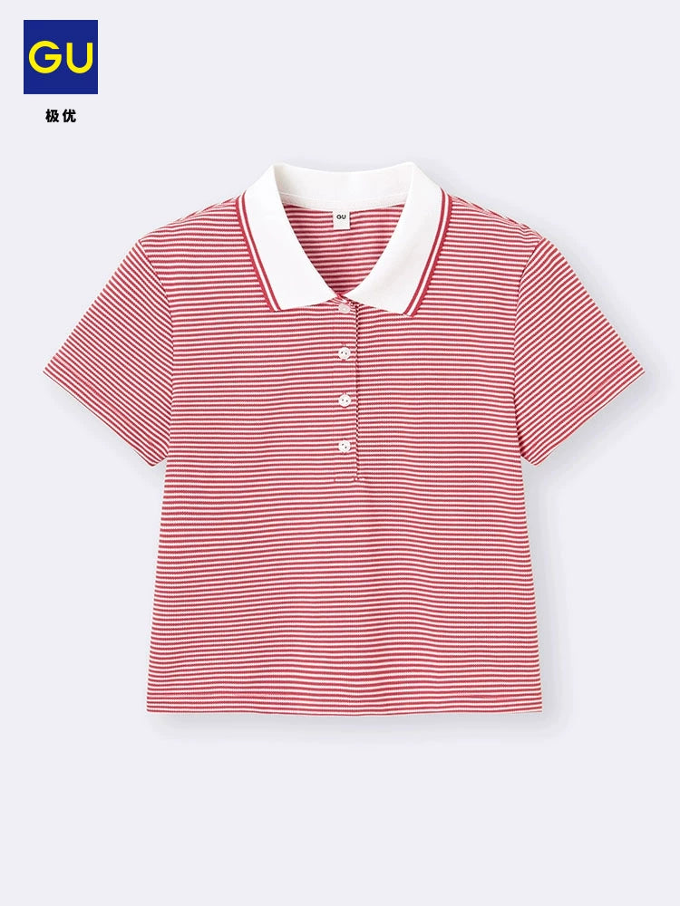 GU Striped POLO Shirt Slim-fit Short