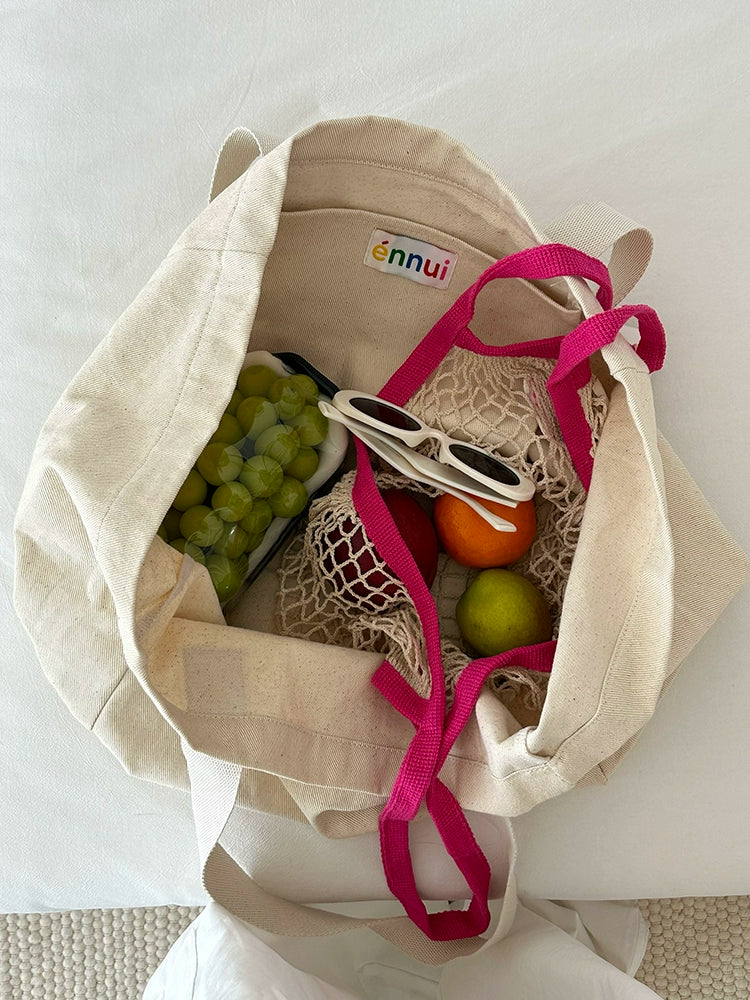 ENNUI Comfortable Embroidered Twill Shoulder Carry Canvas Bag