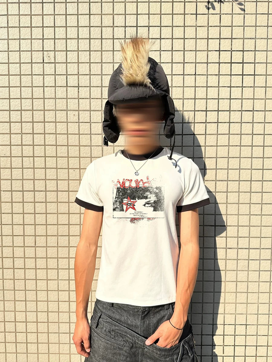 FTS Vintage Splicing Thread Printed Slim Tee