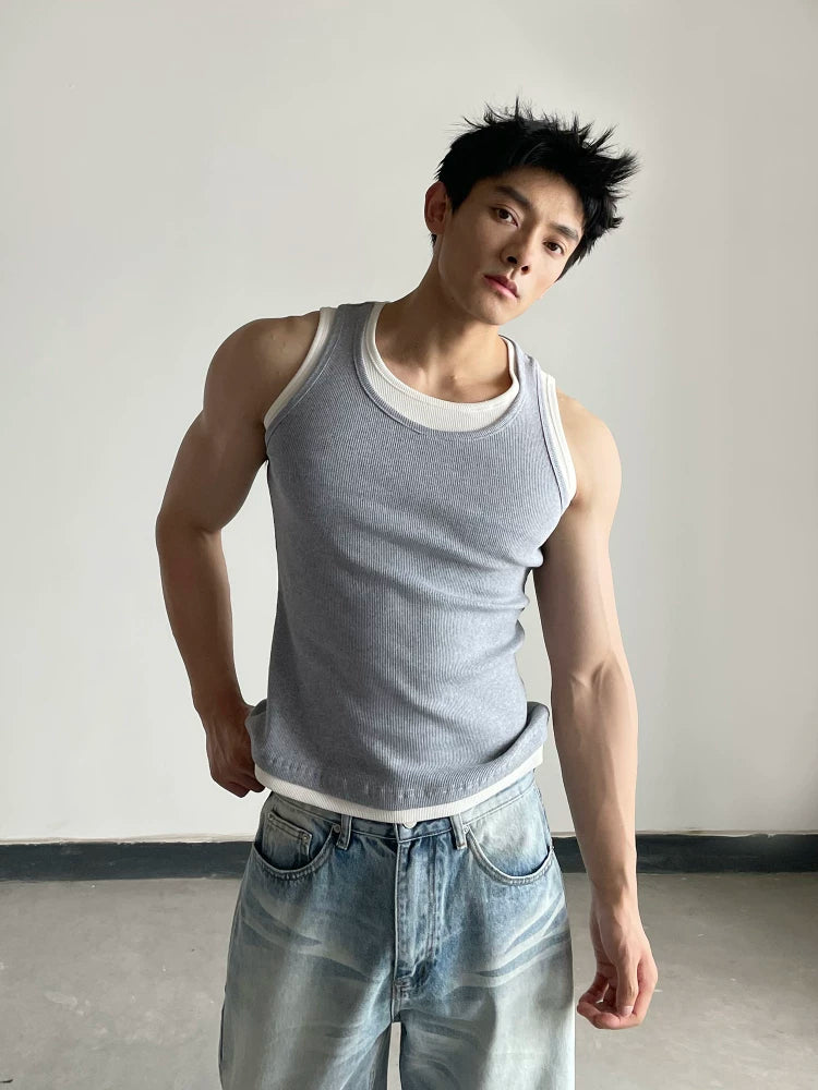 DAY NY I-shaped Fake Two-piece Slim-fit Vest