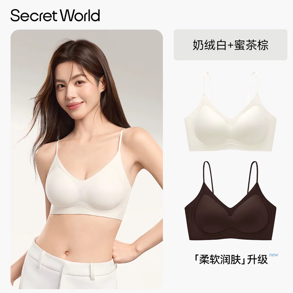 Secret World Small Breasts Collected Skinny Shoulder Straps Bra Cover