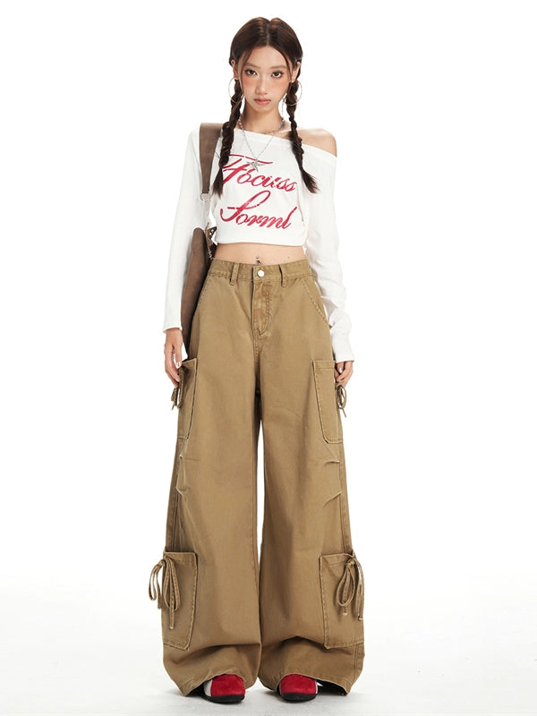 KPSR Three-dimensional Strap-up Pleated Jeans