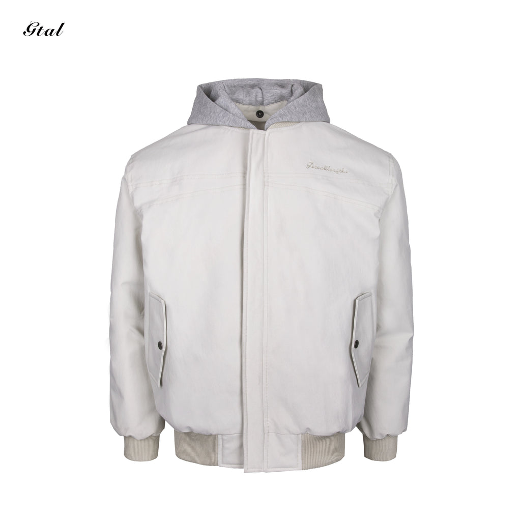 GTAL Fake Two-piece Hooded Removable Embroidered Padded Jacket