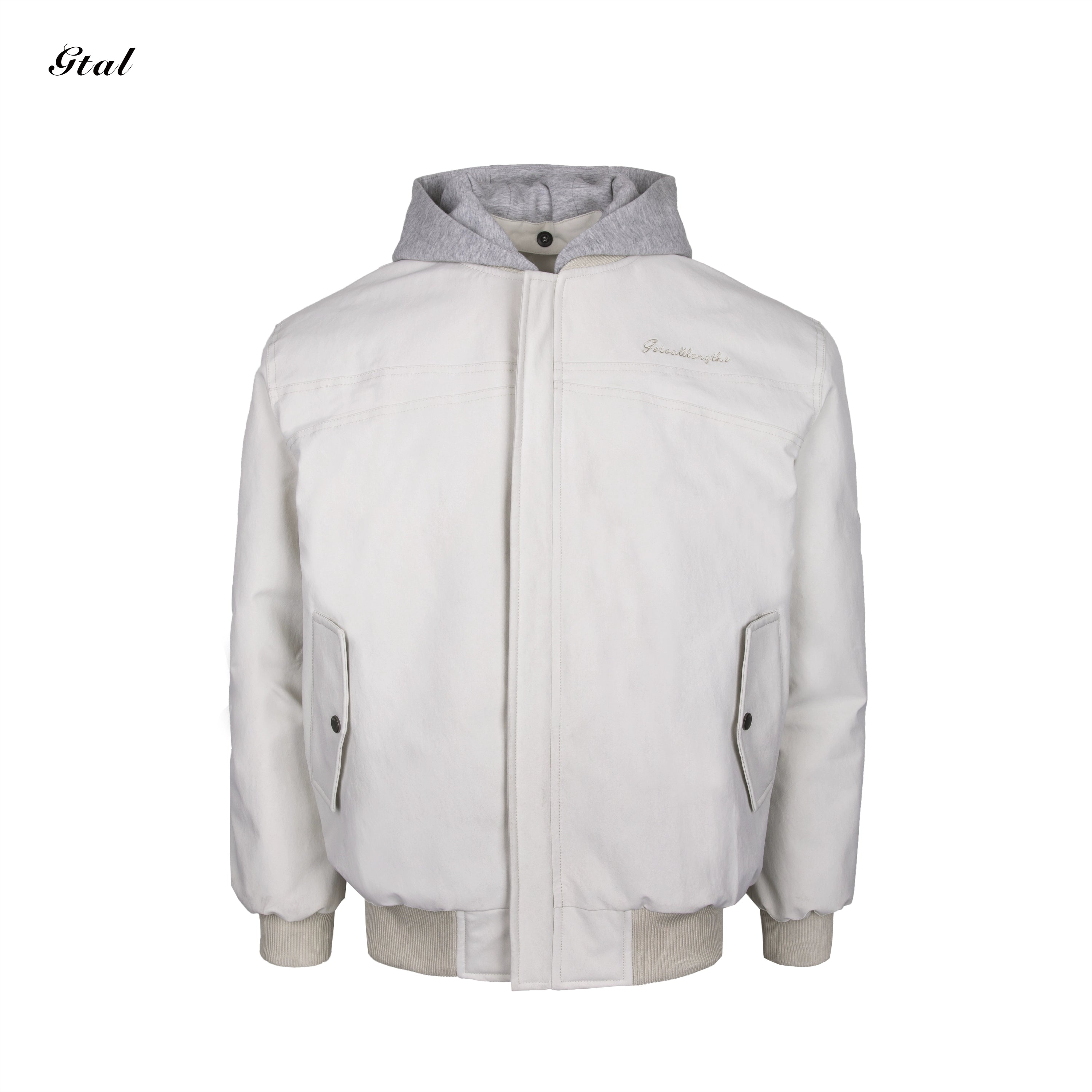 GTAL Fake Two-piece Hooded Removable Embroidered Padded Jacket