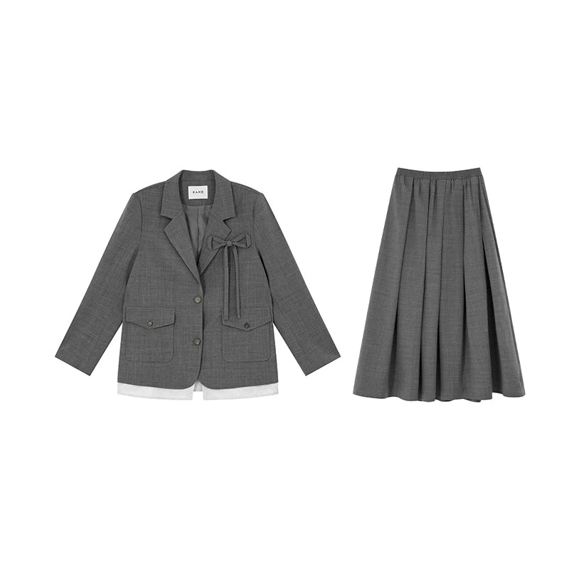 KANO Bow Blazer Skirt Suit