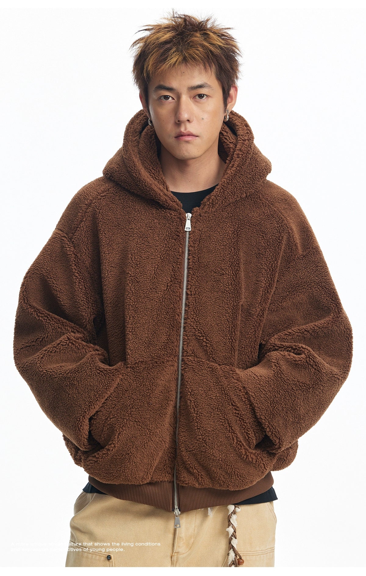 CoosRetro Vintage Icelandic Fleece Logo Embroidered Hooded Sweater