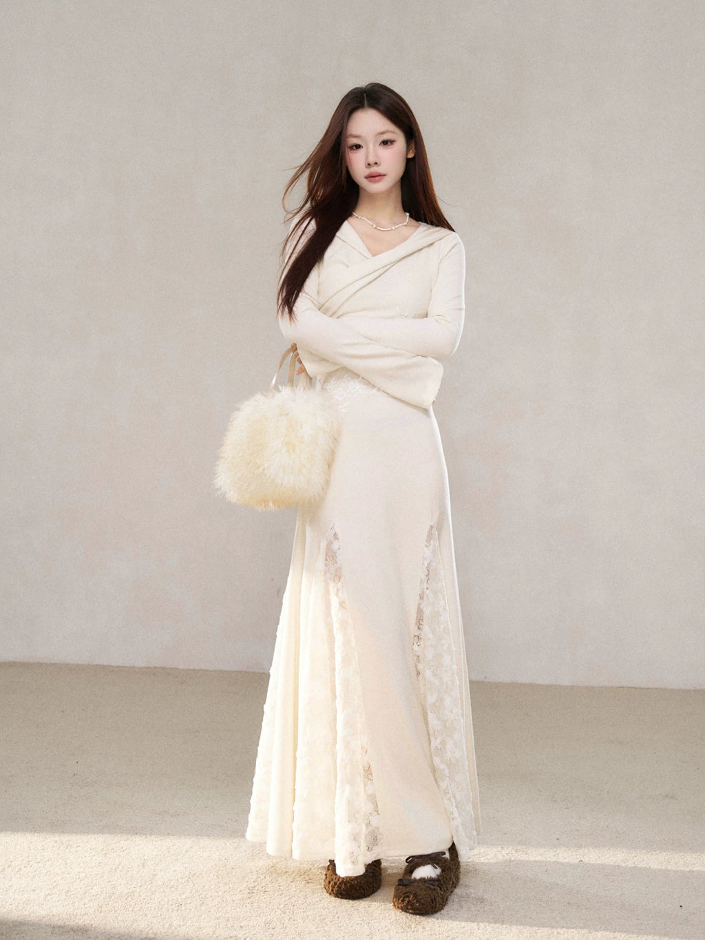 Wildberry Lace Stitching Waist Slim Dress