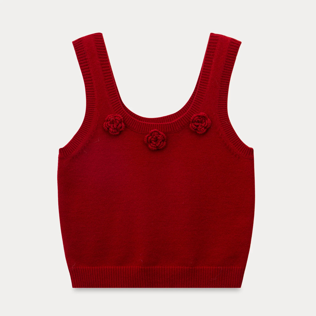 EGGKA Three-dimensional Flower Knitted Stacked Vest