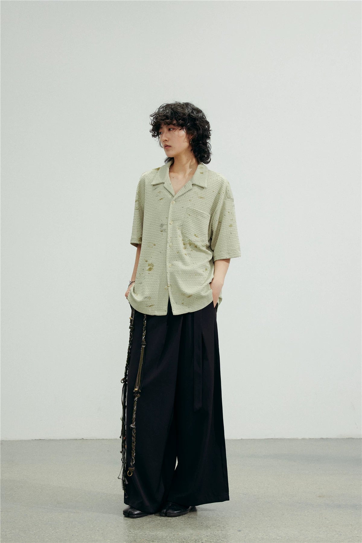 SUNYVONNE Lazy Old Ink-splashing Short-sleeved Shirt