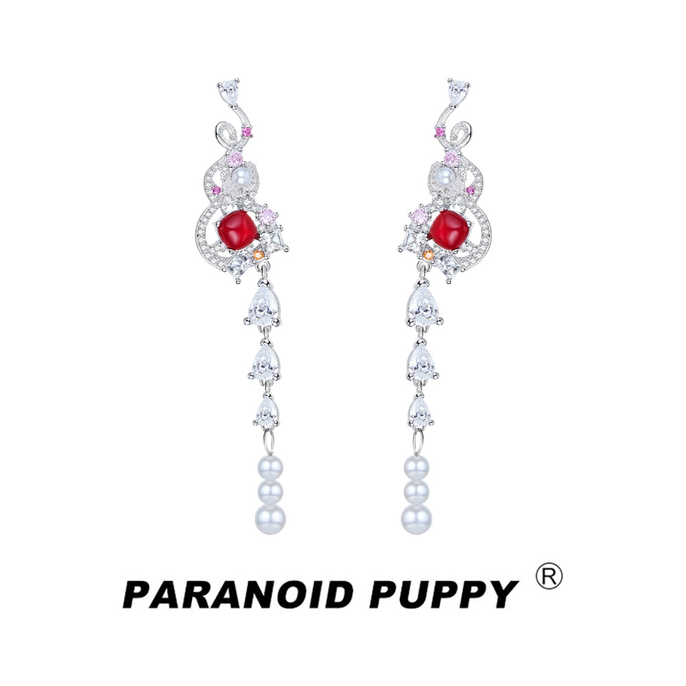 ParanoidP New Chinese Gourd Pearl Fringed Earrings