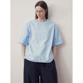 COLN Simple Neckline Button-down Short-sleeved Shirt