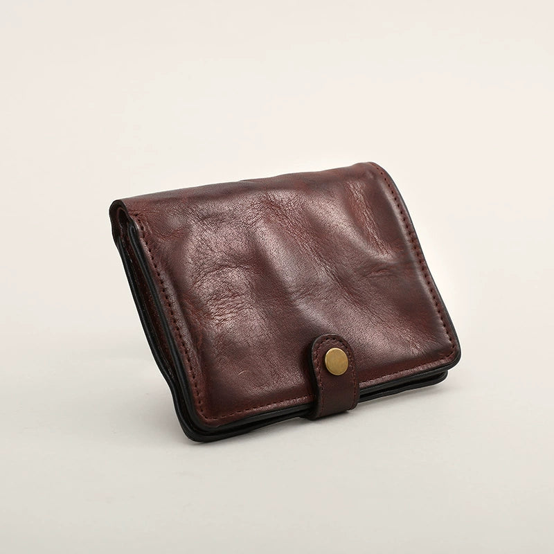 HALF WORK tanned leather short men's leather vertical cowhide wallet