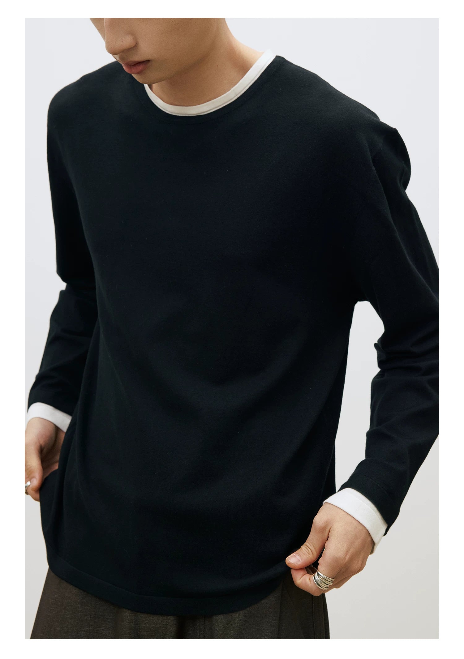 LR Contrasting Splicing Knitted Sweater