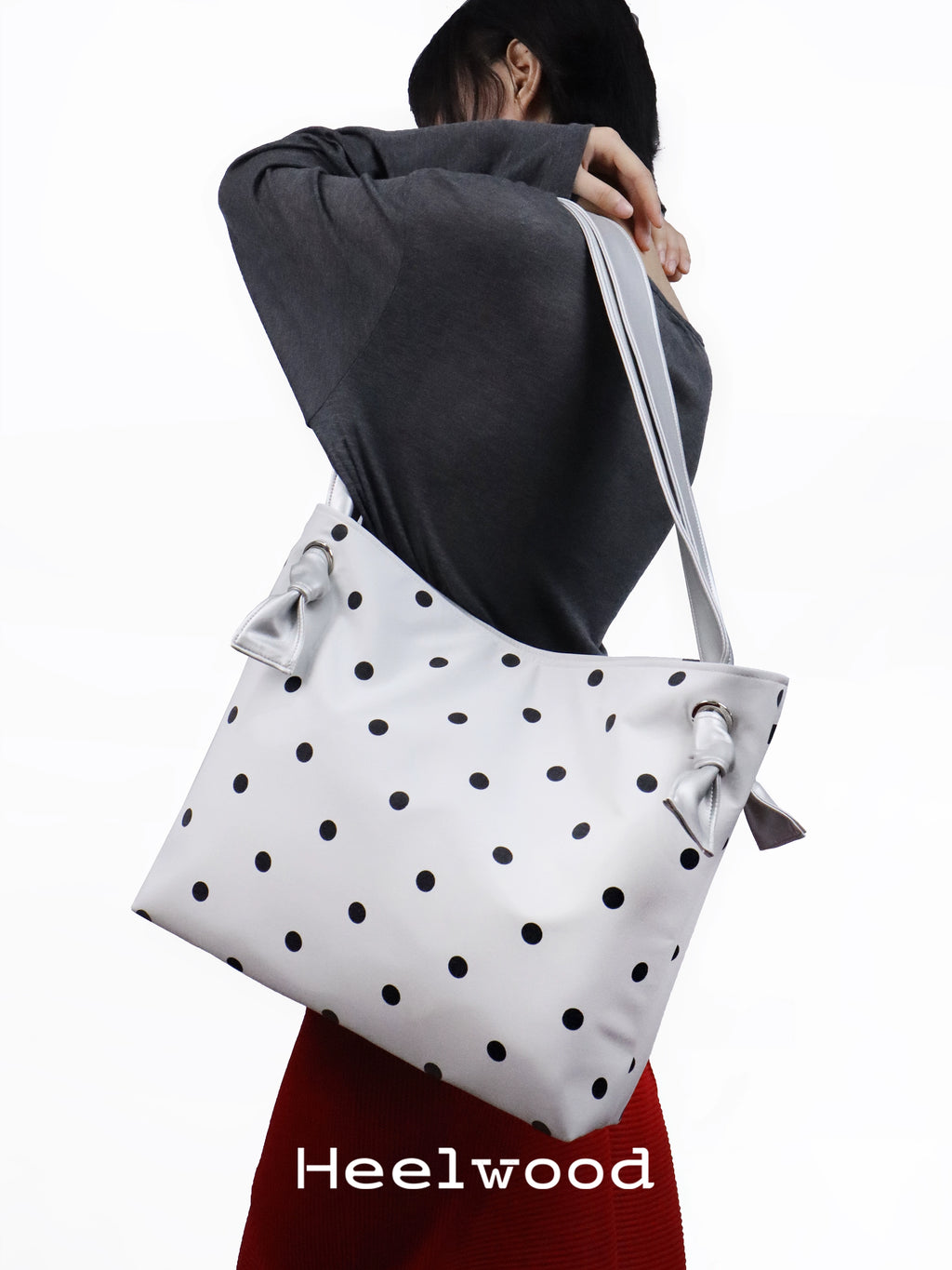 Heelwood Contrast Polka Dot Shoulder Tote Bag
