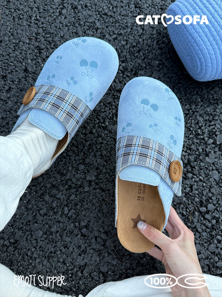 Cat & Sofa Cherry One Pedal Bag Head Half Slippers