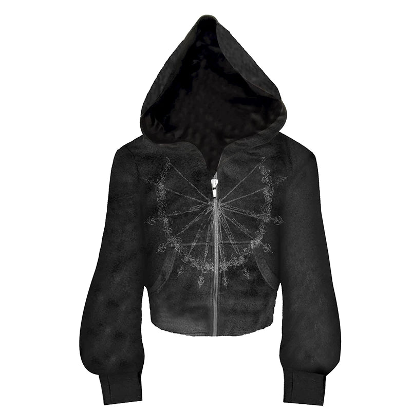 PAIKI Bright Wizard Hat Velvet Hooded Zip Sweater