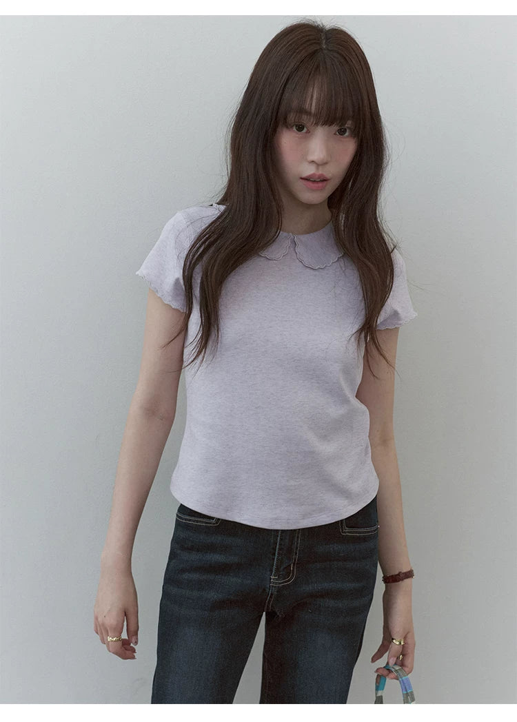 VOOE Fungus Lace Simple Casual Tee