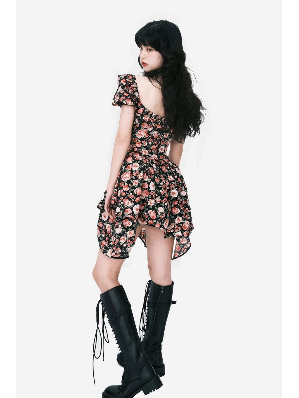 LULUSWINGS Lace-up Waist Irregular Dress