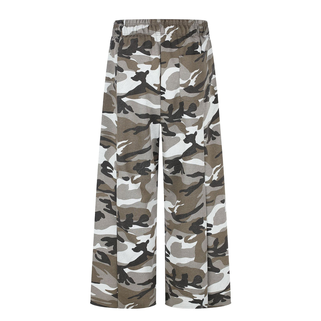 11KN Retro Camouflage Straight Wide-leg Pants