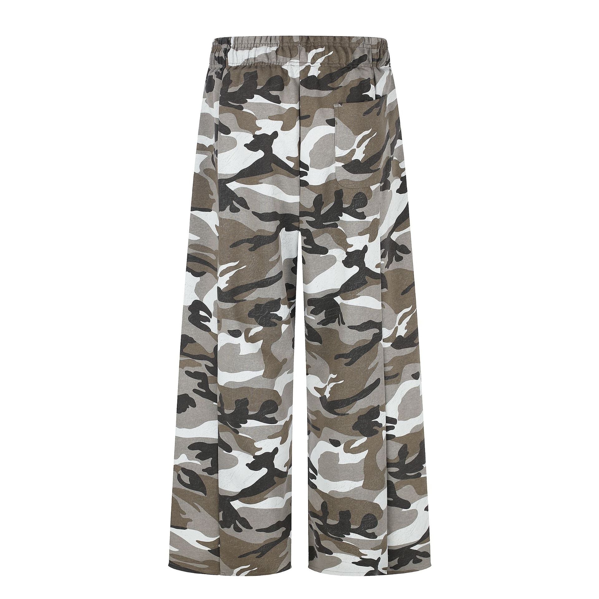 11KN Retro Camouflage Straight Wide-leg Pants