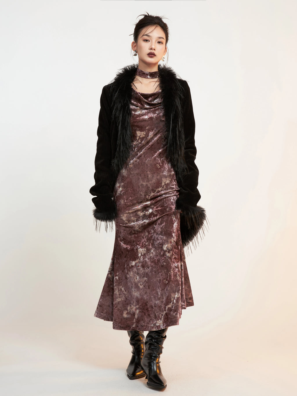 Eidolon Grain Vintage Fur Collar Irregular Fur Short Jacket
