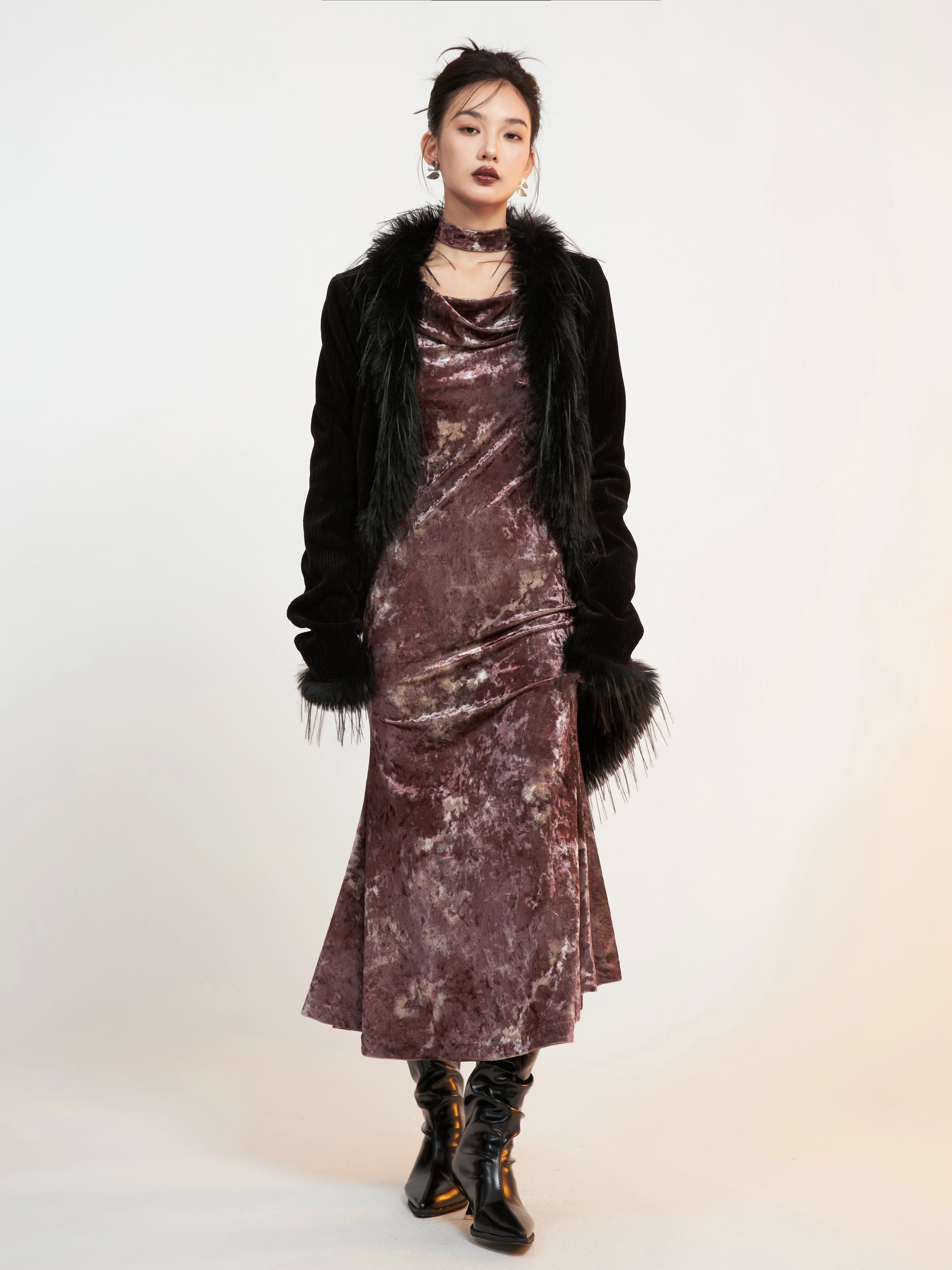 Eidolon Grain Vintage Fur Collar Irregular Fur Short Jacket