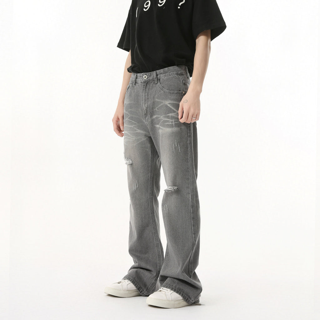 MTLCLOTHES Korean Version Versatile Fashion Micro-pull Denim Trousers
