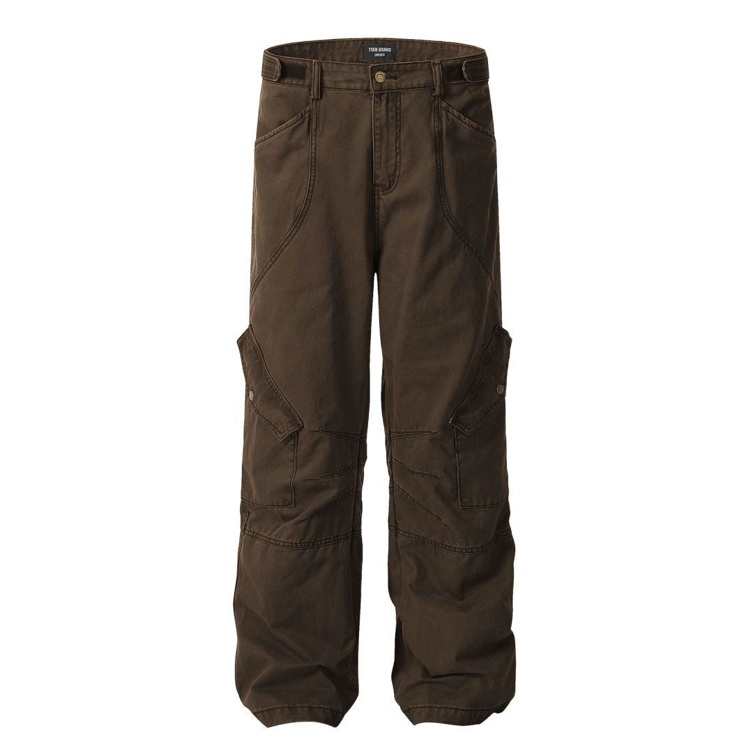 11KN Large Pocket Retro Straight Casual Trousers