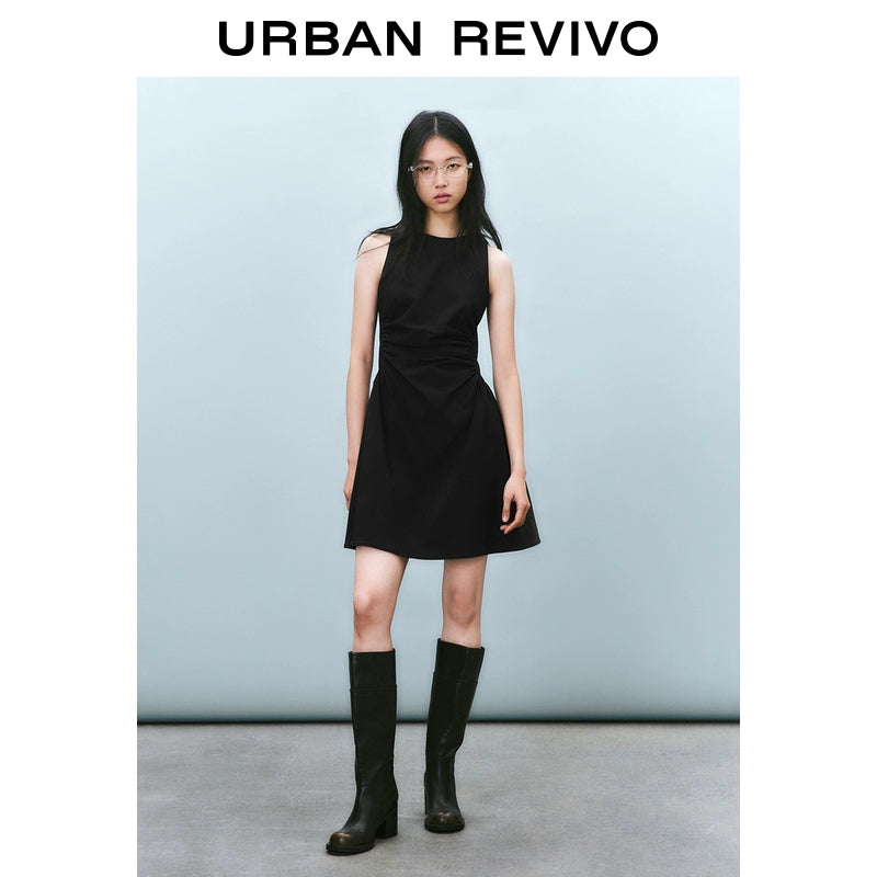 URBAN REVIVO Pleated Waist Slim Sleeveless Dress