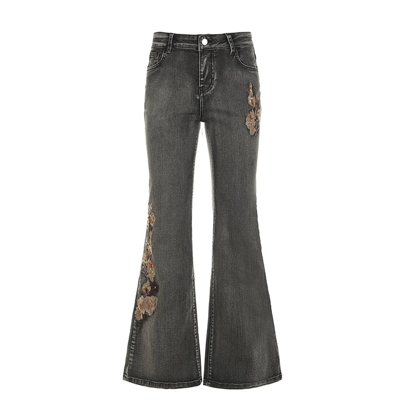 FUNOFF Vintage Embroidered Pocket Pull Jeans