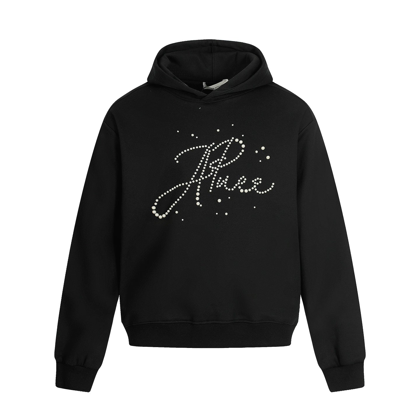 A PUEE Letter Pearl Short Front Shoulder Ruffian Sweater