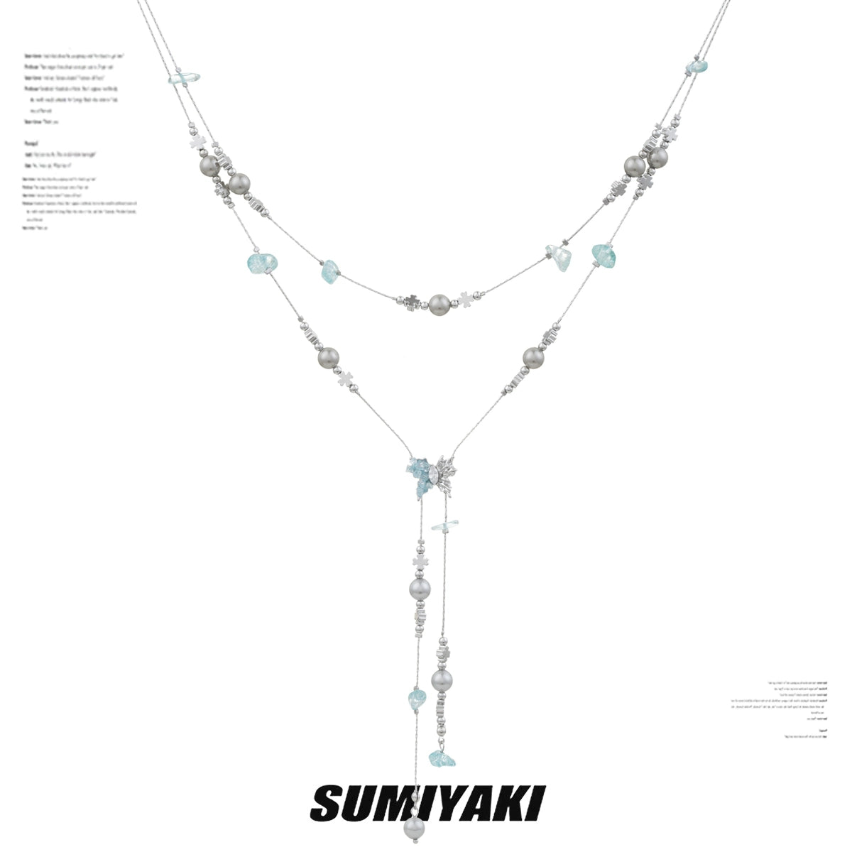 SUMIYAKI Mint Butterfly Crystal Beaded Necklace