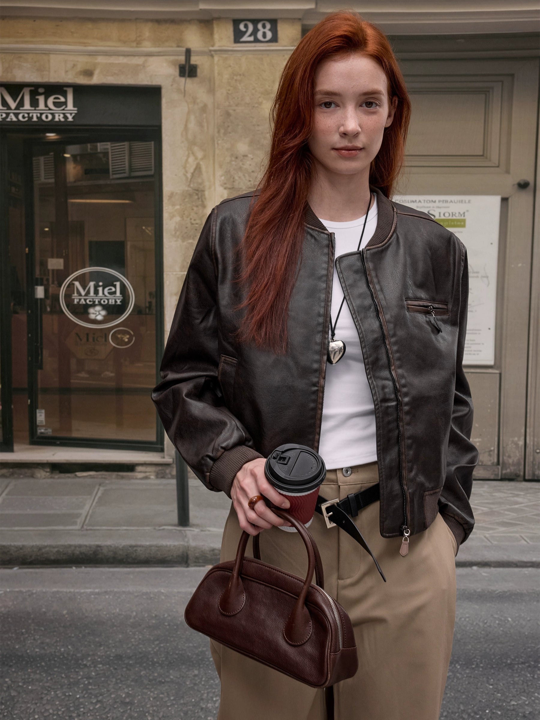 MADWITCH Vintage Made Old U Leather Jacket