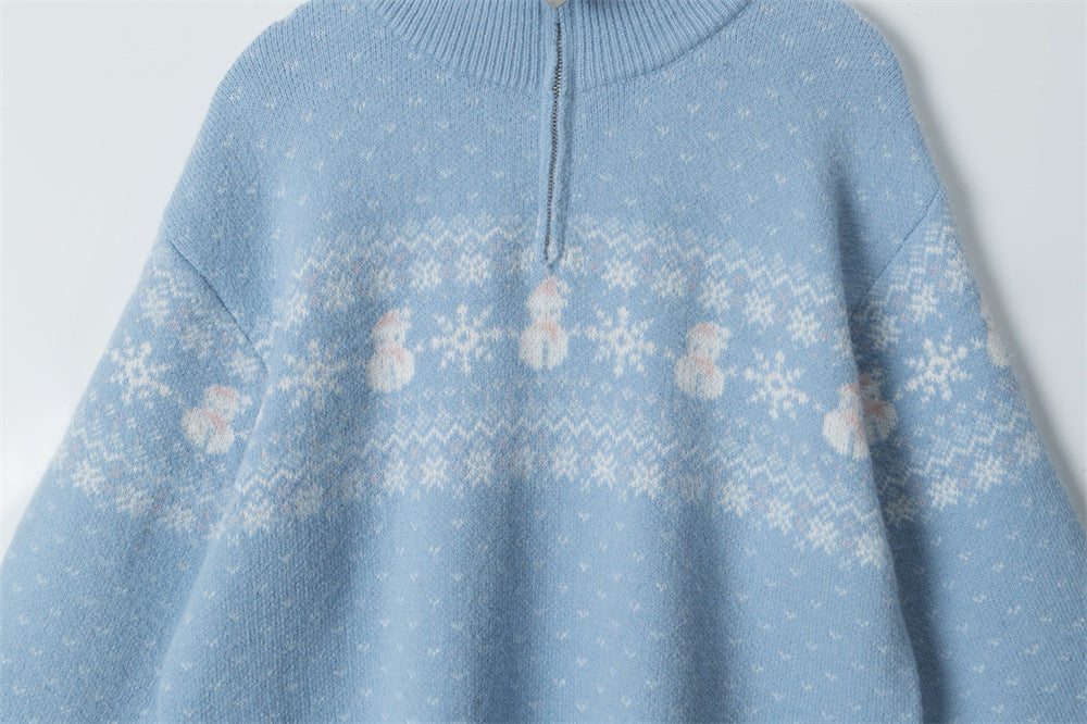 Nariele Pullover Half-zip Turtleneck Loose Sweater