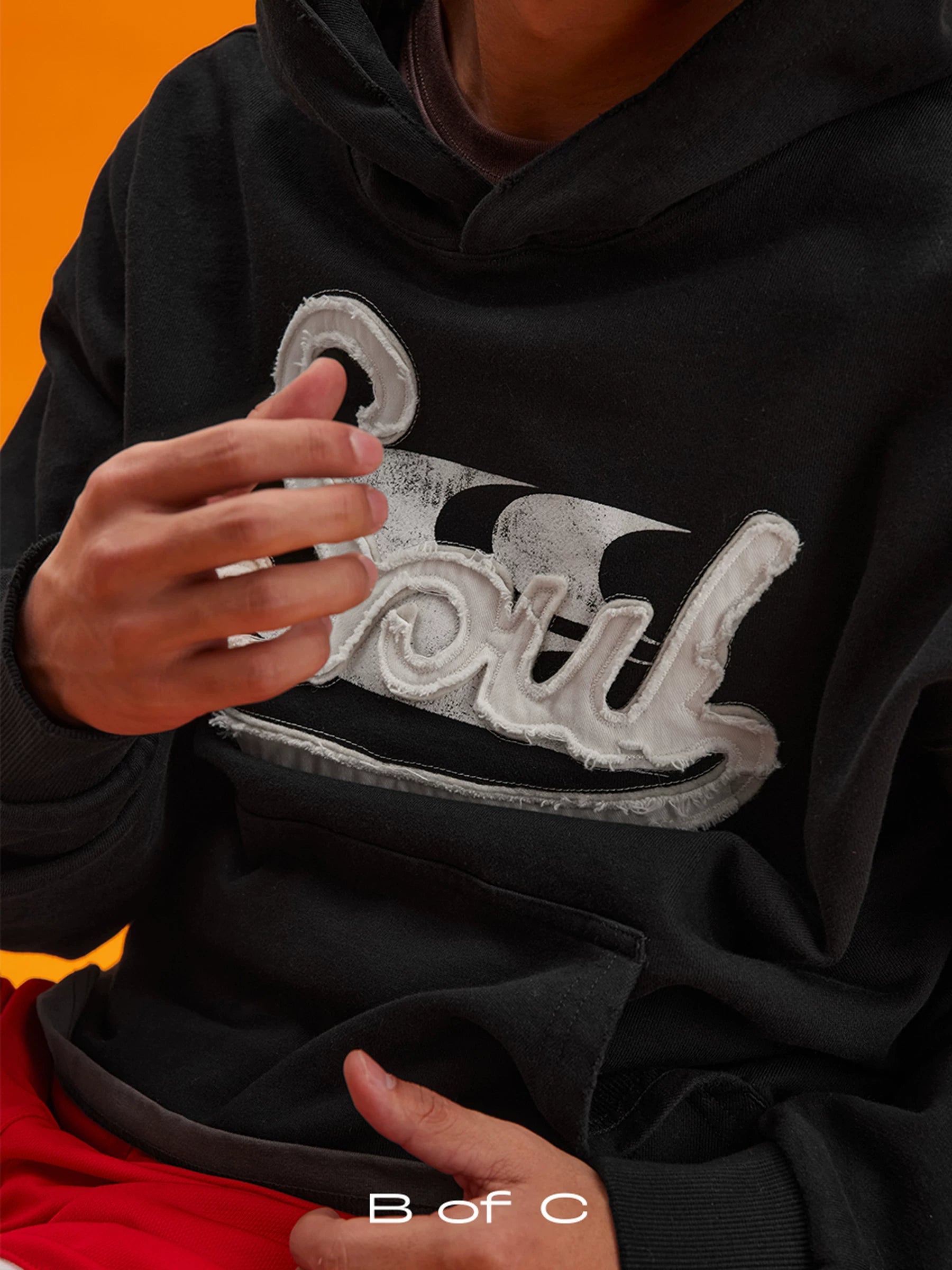CryingCenter Vintage Patch Embroidered Hooded Sweater