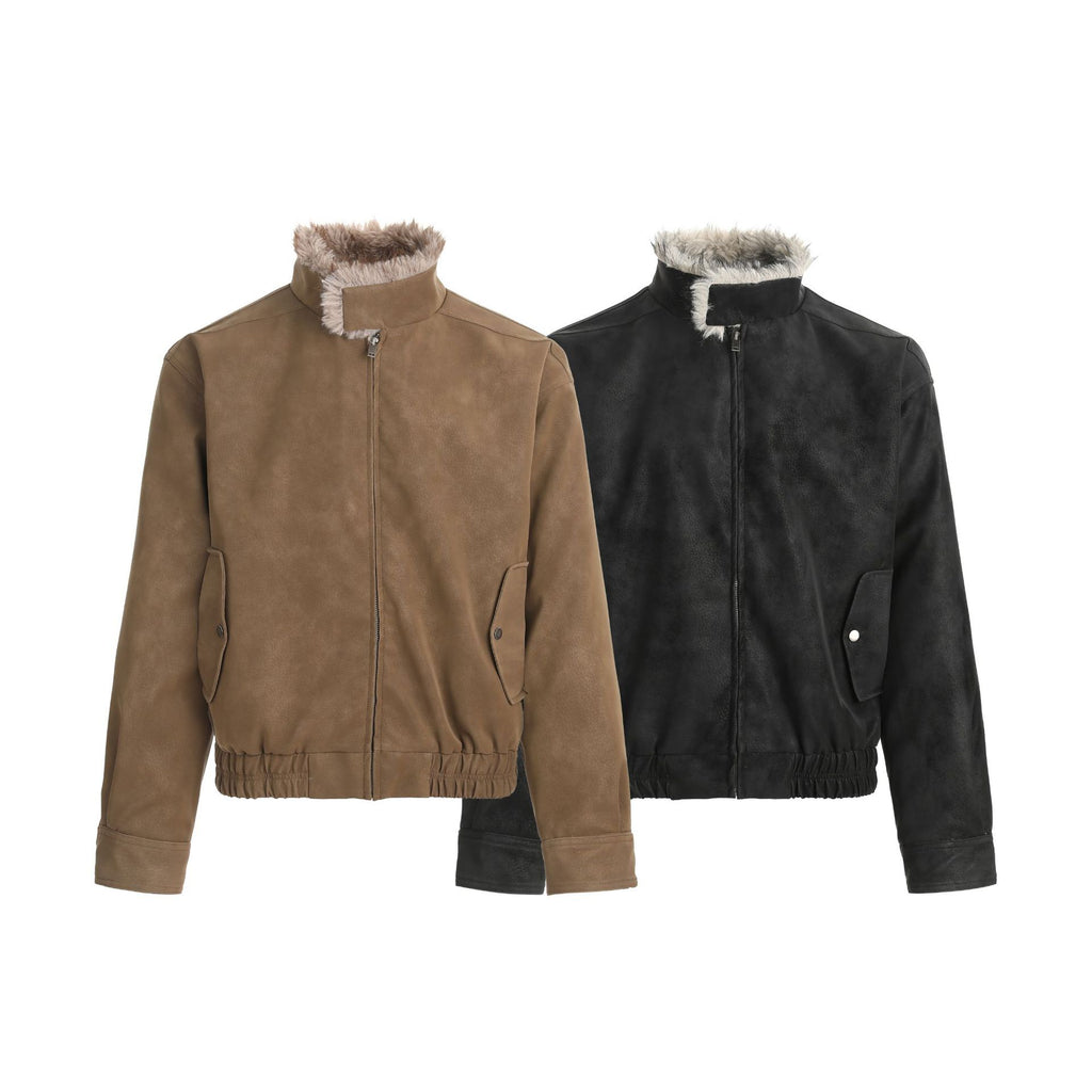 CHANYOOU Vintage Suede Fleece Collar Fleece Jacket