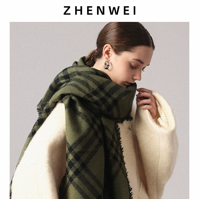 ZHENWEI Widened Large Shawl Plaid Scarf